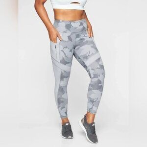 NEW Athleta All In Camo 7/8 Tight Cobblestone Grey Heather SIZE XS
